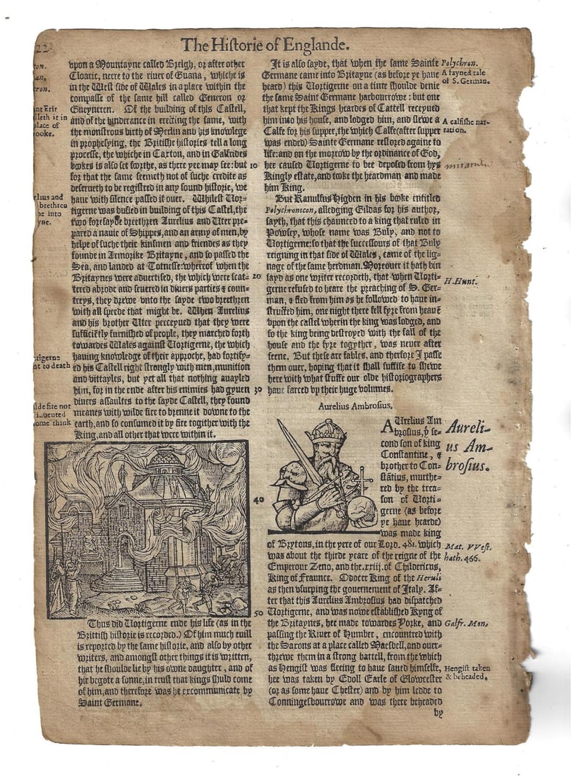 1577 Leaf Holinshead English Castle - 2