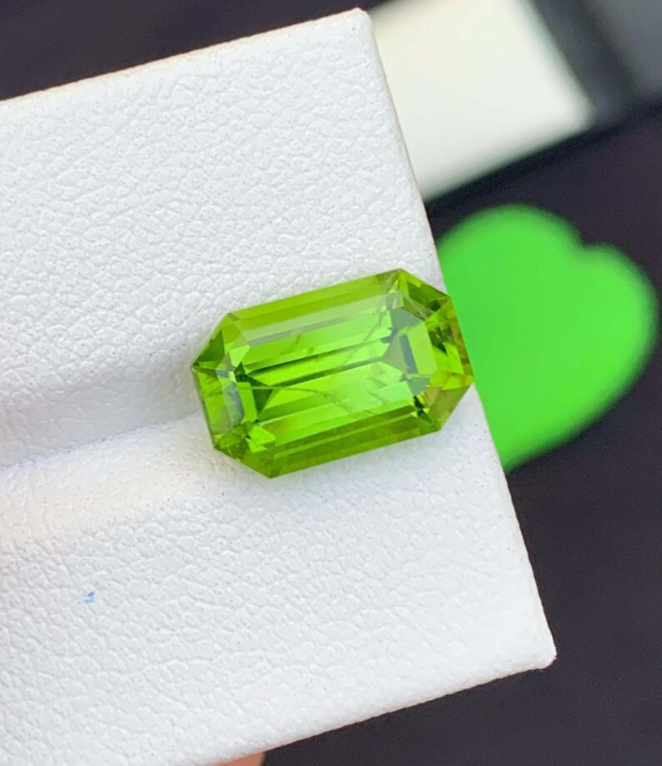Natural Peridot Gemstones, Top Color Emerald Cut Peridot Loose Gemstone From Pakistan, August - 4