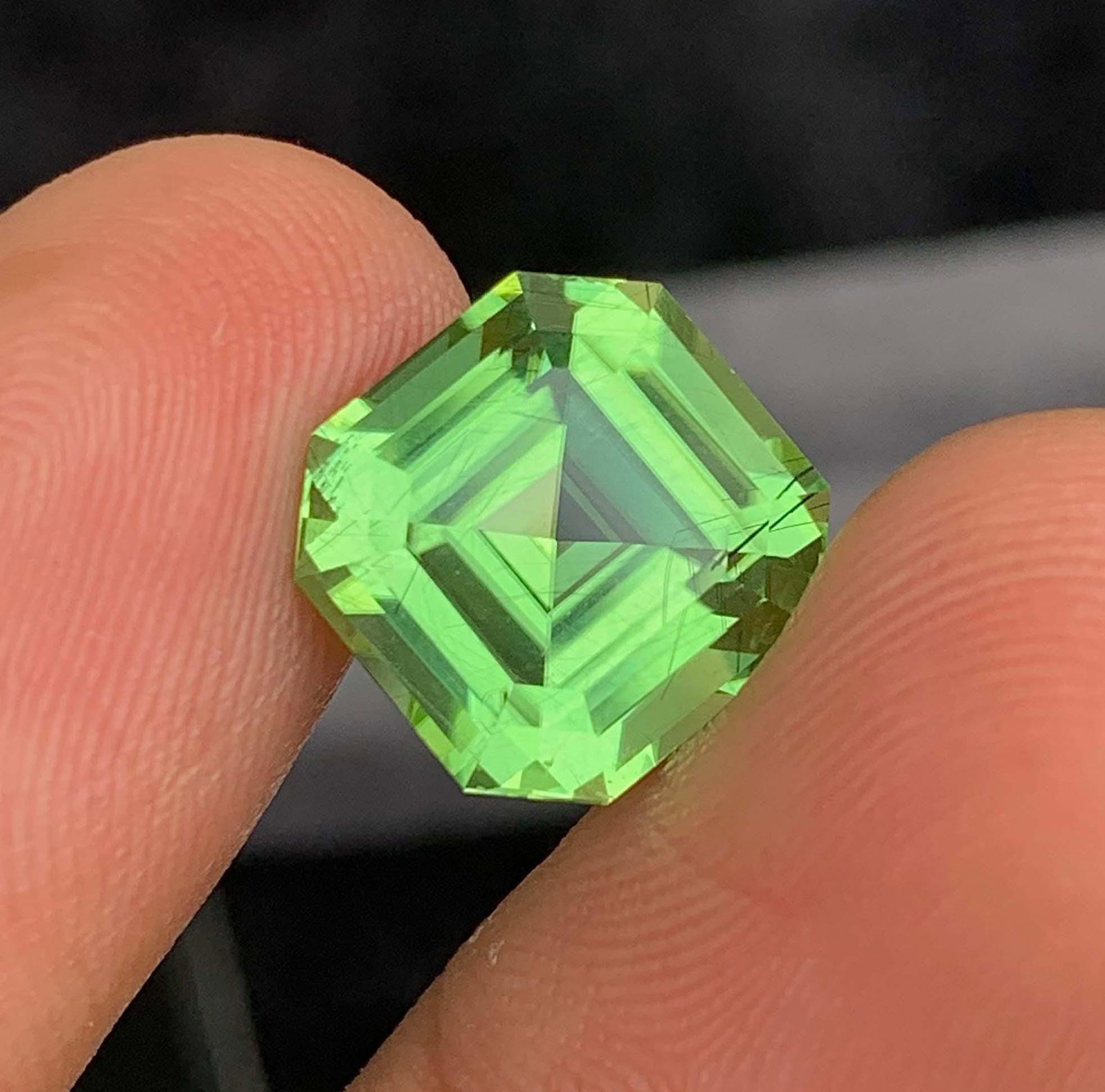 Natural Rutile Peridot Gemstones, Fancy Asscher Cut Peridot Loose Gemstone From Pakistan, August - 2