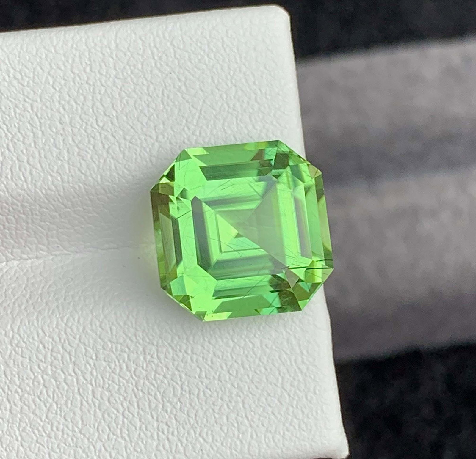 Natural Rutile Peridot Gemstones, Fancy Asscher Cut Peridot Loose Gemstone From Pakistan, August - 5