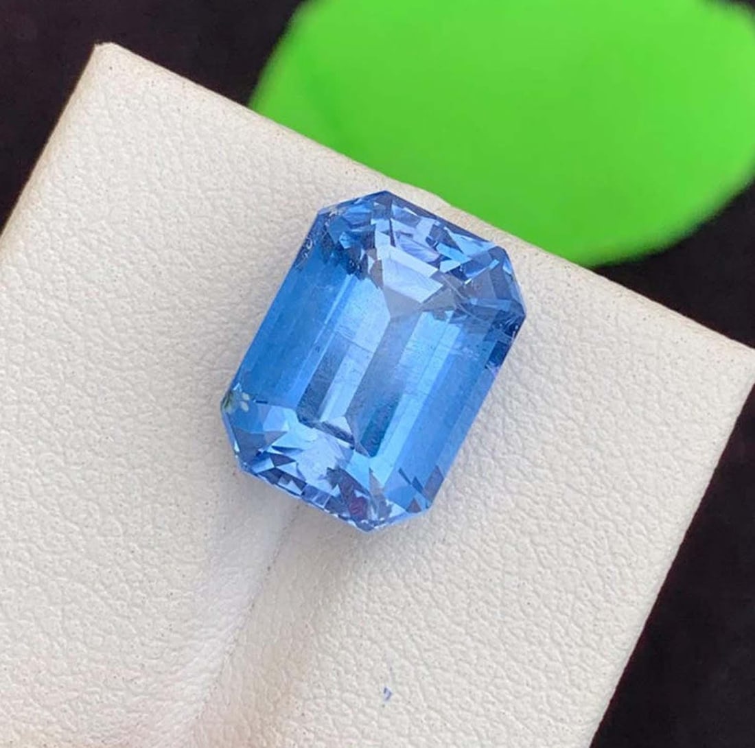 Natural Aquamarine Gemstone, Emerald Cut Santa Maria Color Aquamarine Beryl, March Birthstone - 3