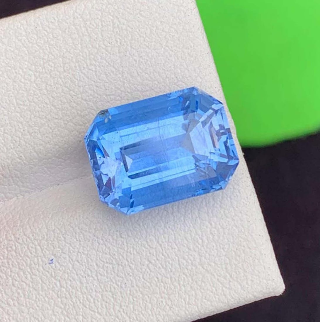 Natural Aquamarine Gemstone, Emerald Cut Santa Maria Color Aquamarine Beryl, March Birthstone - 5