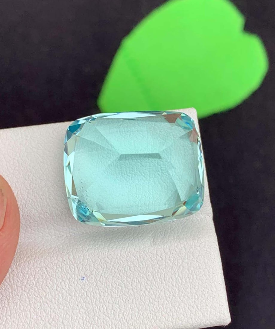 Natural Aquamarine Gemstone: 26.45 Carat Cushion Cut, March Birthstone (1 of 4)