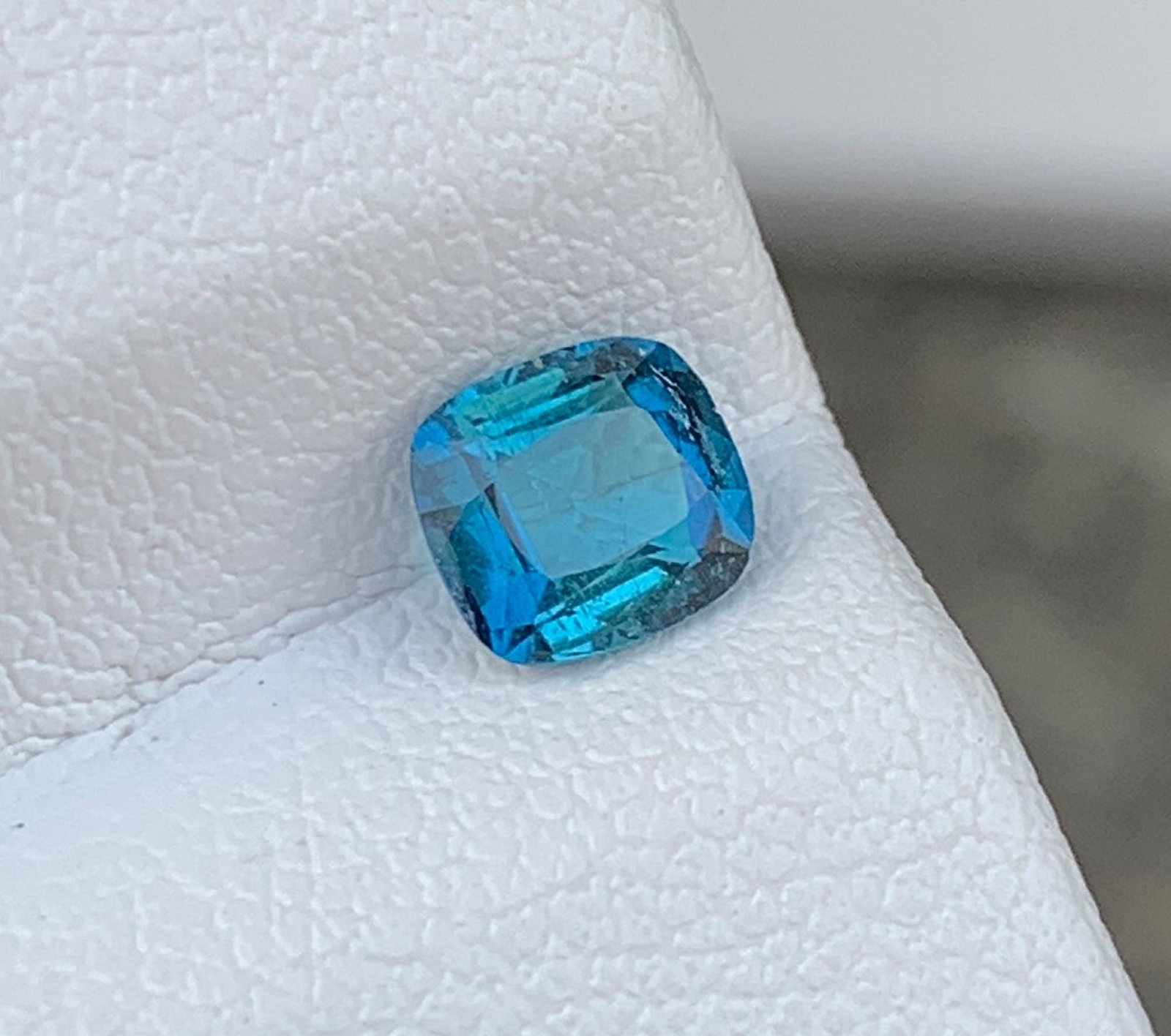 Natural Ink Blue Tourmaline Gemstone: 0.51 Carat Natural Cushion Cut, October Birthstone - 4