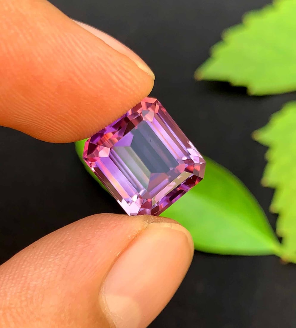 Emerald Cut Amethyst Gemstone: 9.95 Carats, February Birthstone (1 of 5)