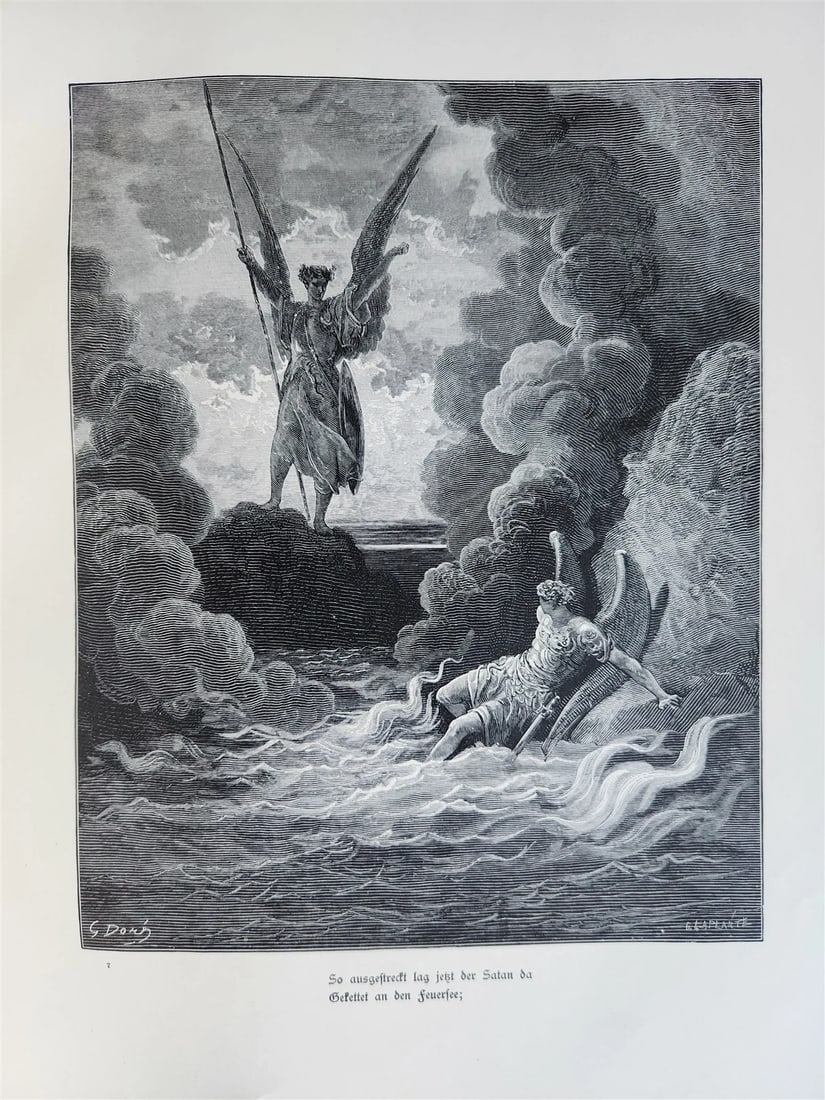 1880s PARADISE LOST by JOHN MILTON antique GUSTAVE DORE ILLUSTRATED FOLIO German - 10