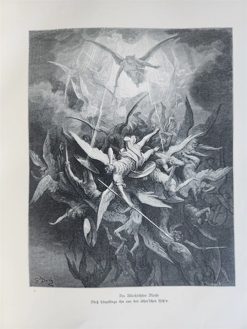 1880s PARADISE LOST by JOHN MILTON antique GUSTAVE DORE ILLUSTRATED FOLIO German - 11
