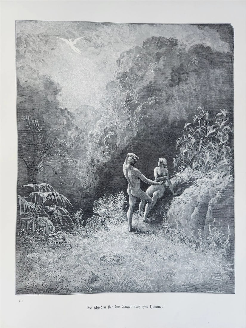 1880s PARADISE LOST by JOHN MILTON antique GUSTAVE DORE ILLUSTRATED FOLIO German - 12