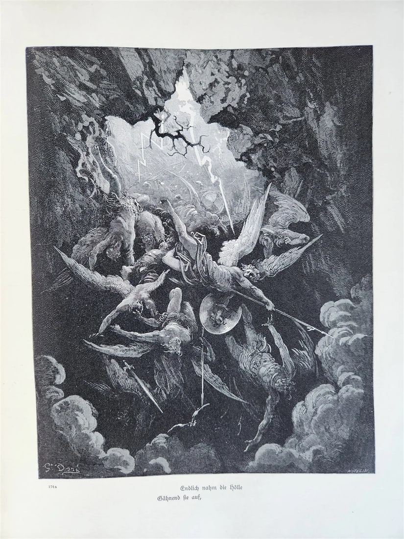 1880s PARADISE LOST by JOHN MILTON antique GUSTAVE DORE ILLUSTRATED FOLIO German - 14