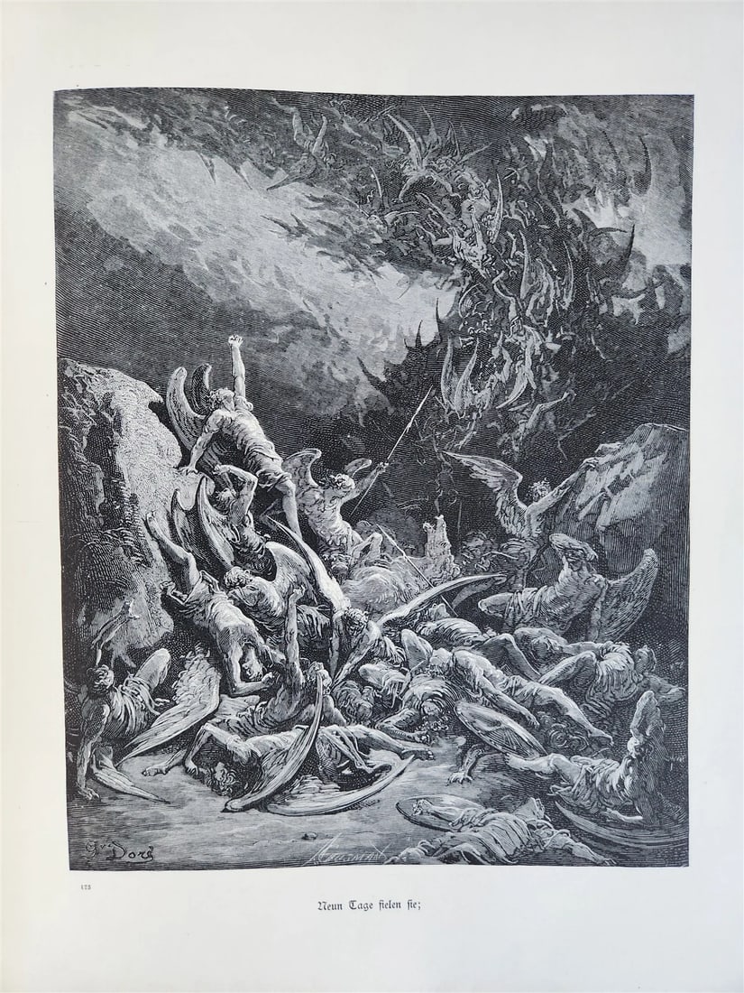 1880s PARADISE LOST by JOHN MILTON antique GUSTAVE DORE ILLUSTRATED FOLIO German - 15