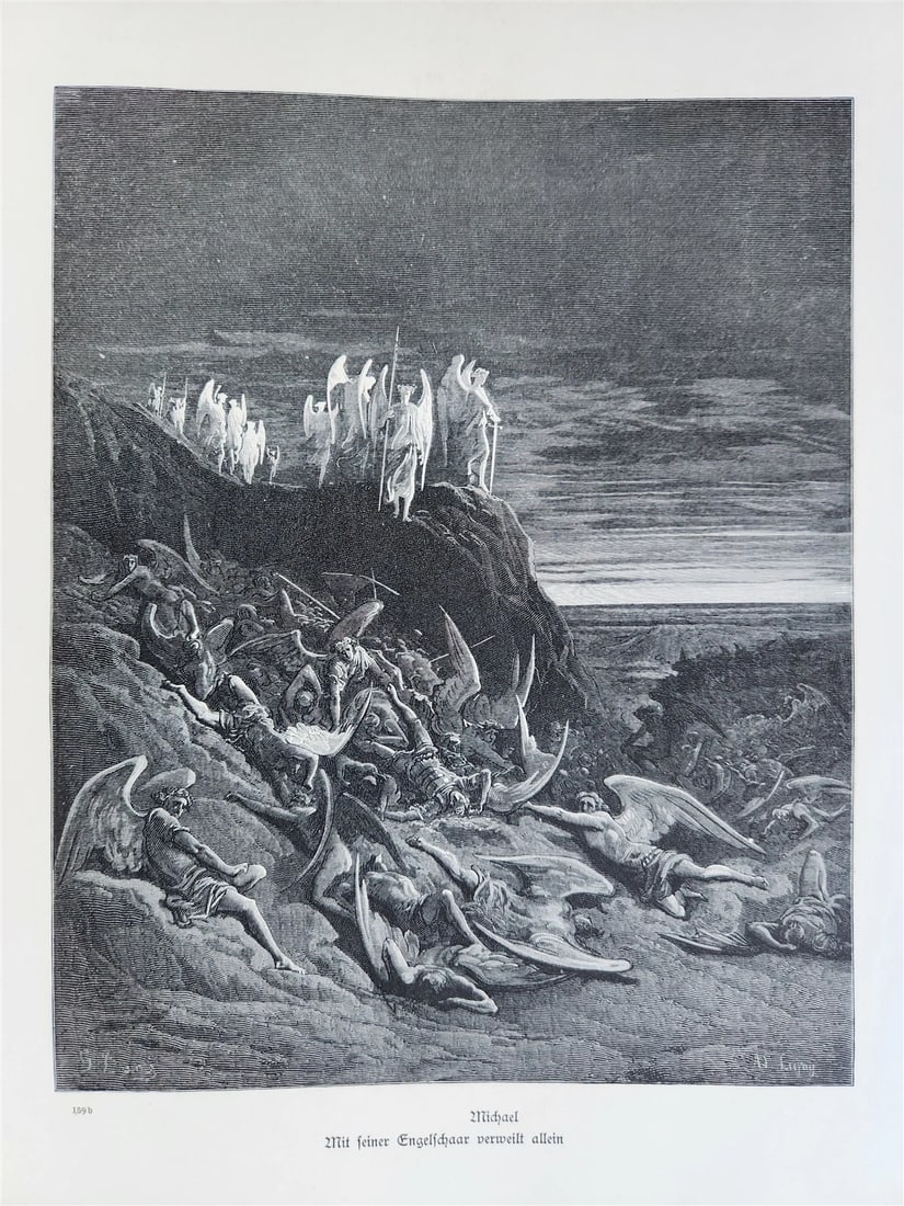 1880s PARADISE LOST by JOHN MILTON antique GUSTAVE DORE ILLUSTRATED FOLIO German - 16