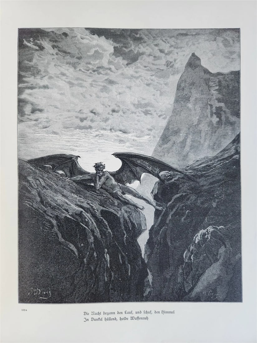 1880s PARADISE LOST by JOHN MILTON antique GUSTAVE DORE ILLUSTRATED FOLIO German - 17