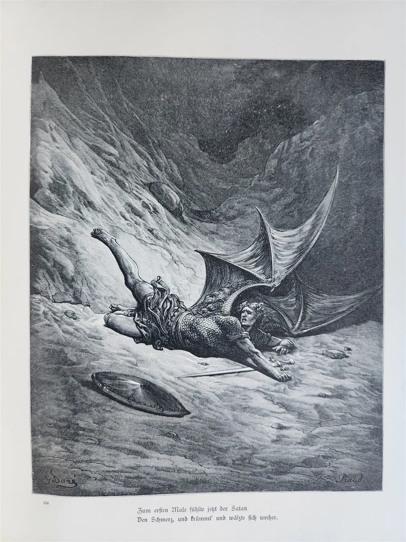 1880s PARADISE LOST by JOHN MILTON antique GUSTAVE DORE ILLUSTRATED FOLIO German - 18