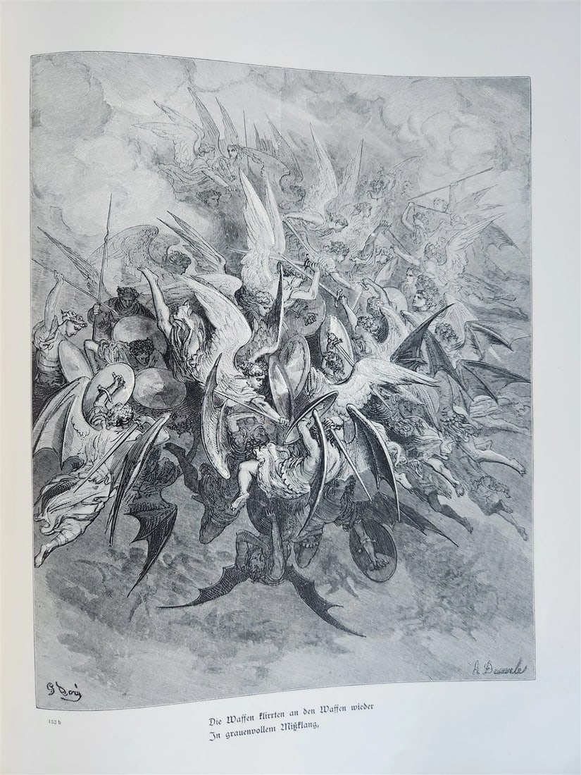 1880s PARADISE LOST by JOHN MILTON antique GUSTAVE DORE ILLUSTRATED FOLIO German - 19