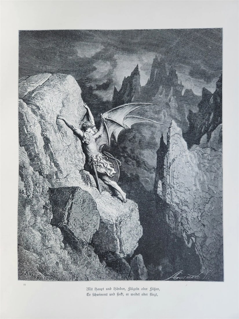 1880s PARADISE LOST by JOHN MILTON antique GUSTAVE DORE ILLUSTRATED FOLIO German - 3