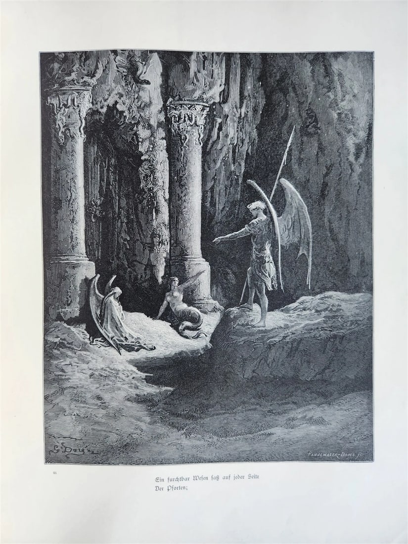 1880s PARADISE LOST by JOHN MILTON antique GUSTAVE DORE ILLUSTRATED FOLIO German - 4