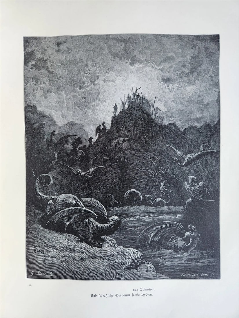 1880s PARADISE LOST by JOHN MILTON antique GUSTAVE DORE ILLUSTRATED FOLIO German - 5