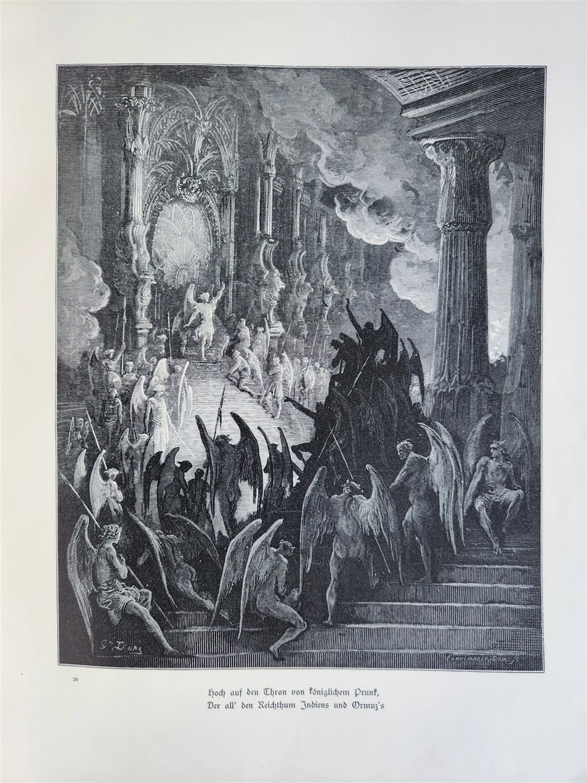 1880s PARADISE LOST by JOHN MILTON antique GUSTAVE DORE ILLUSTRATED FOLIO German - 6