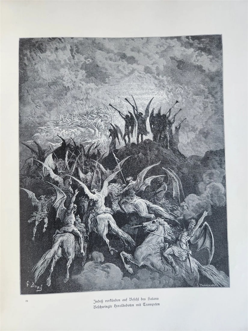 1880s PARADISE LOST by JOHN MILTON antique GUSTAVE DORE ILLUSTRATED FOLIO German - 7