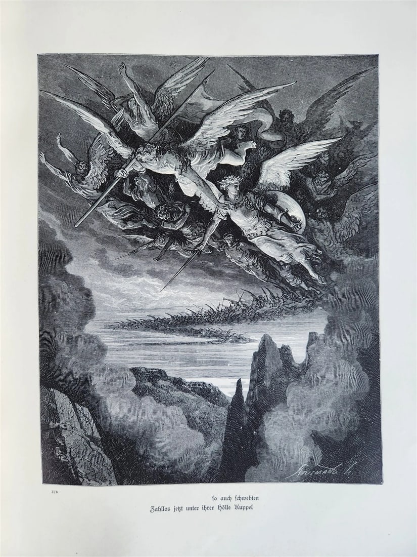 1880s PARADISE LOST by JOHN MILTON antique GUSTAVE DORE ILLUSTRATED FOLIO German - 8