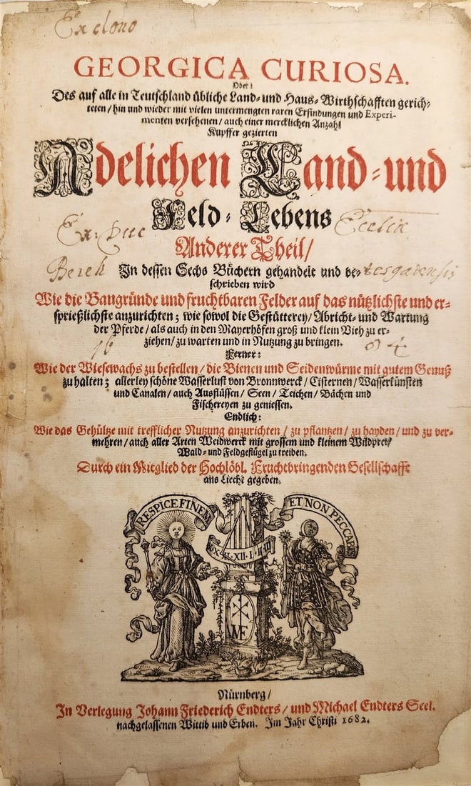 1682 Georgica curiosa ILLUSTRATED noble country life antique PIGSKIN BOUND FOLIO - 3
