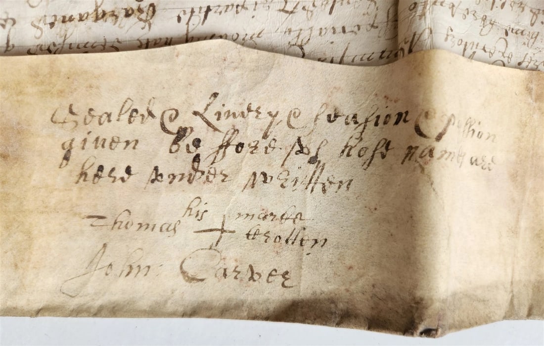 1666 17th CENTURY MANUSCRIPT on VELLUM ANTIQUE BRITISH LEGAL DOCUMENT in ENGLISH - 6