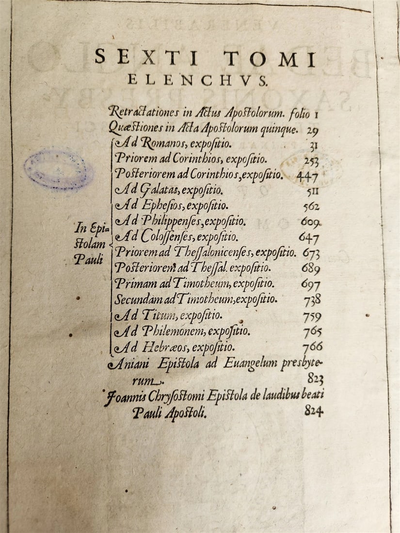 1612 THEOLOGY by BEDE antique PIGSKIN BOUND MASSIVE FOLIO - 7