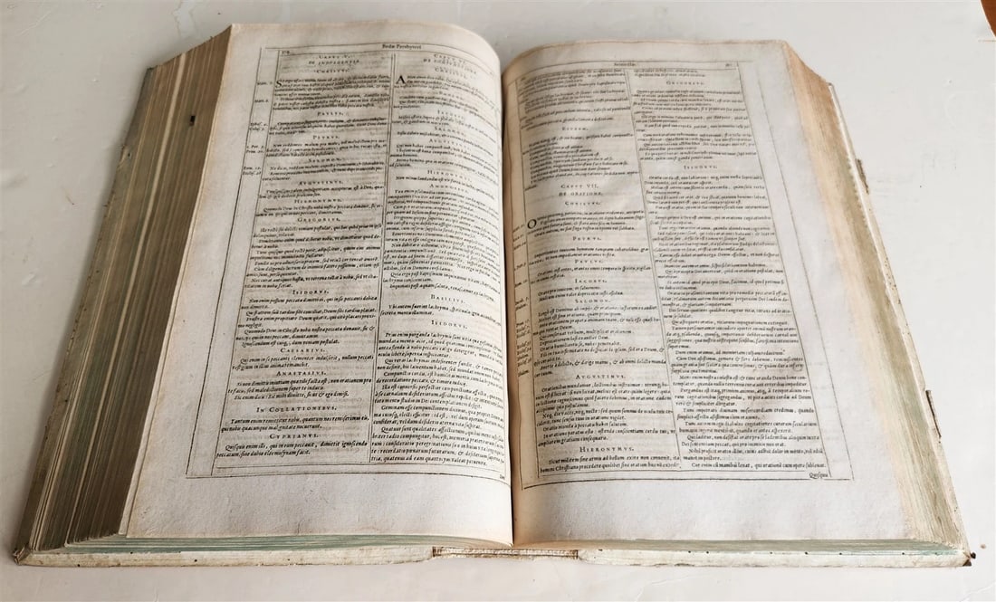 1612 THEOLOGY by BEDE antique PIGSKIN BOUND MASSIVE FOLIO - 8