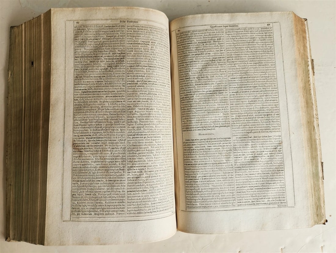 1612 THEOLOGY by BEDE antique PIGSKIN BOUND MASSIVE FOLIO - 9