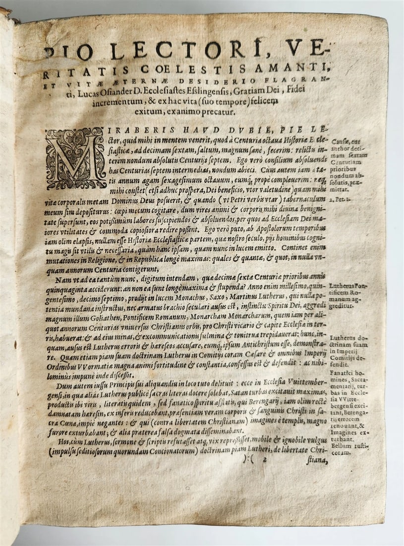 1603 ECCLESIASTICAL HISTORY by LUCAS OSIANDER antique DATED VELLUM BINDING - 4