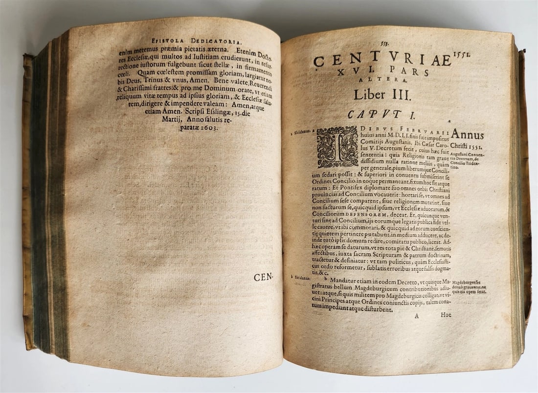 1603 ECCLESIASTICAL HISTORY by LUCAS OSIANDER antique DATED VELLUM BINDING - 5