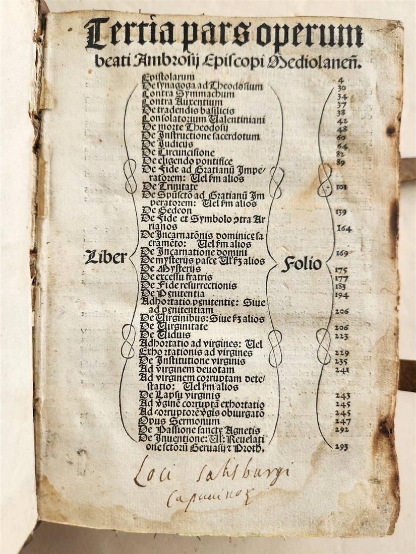 1506 POST-INCUNABULA ST.AMBROSE of MILAN antique OMNIA OPERA v. III - 2