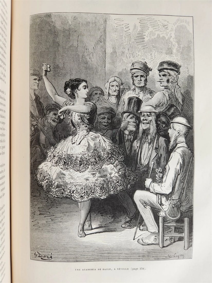 1874 L'ESPAGNE Illustrated by GUSTAVE DORE antique DESCRIPTION of SPAIN FOLIO - 13
