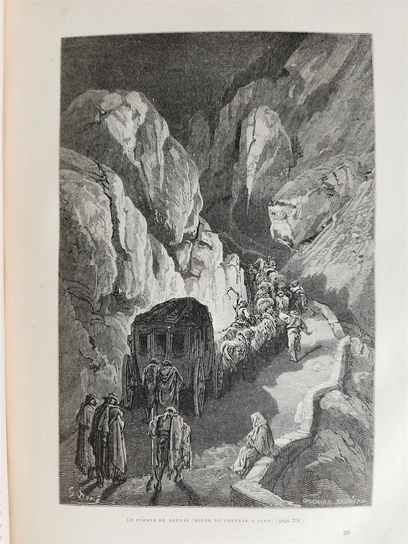 1874 L'ESPAGNE Illustrated by GUSTAVE DORE antique DESCRIPTION of SPAIN FOLIO - 18