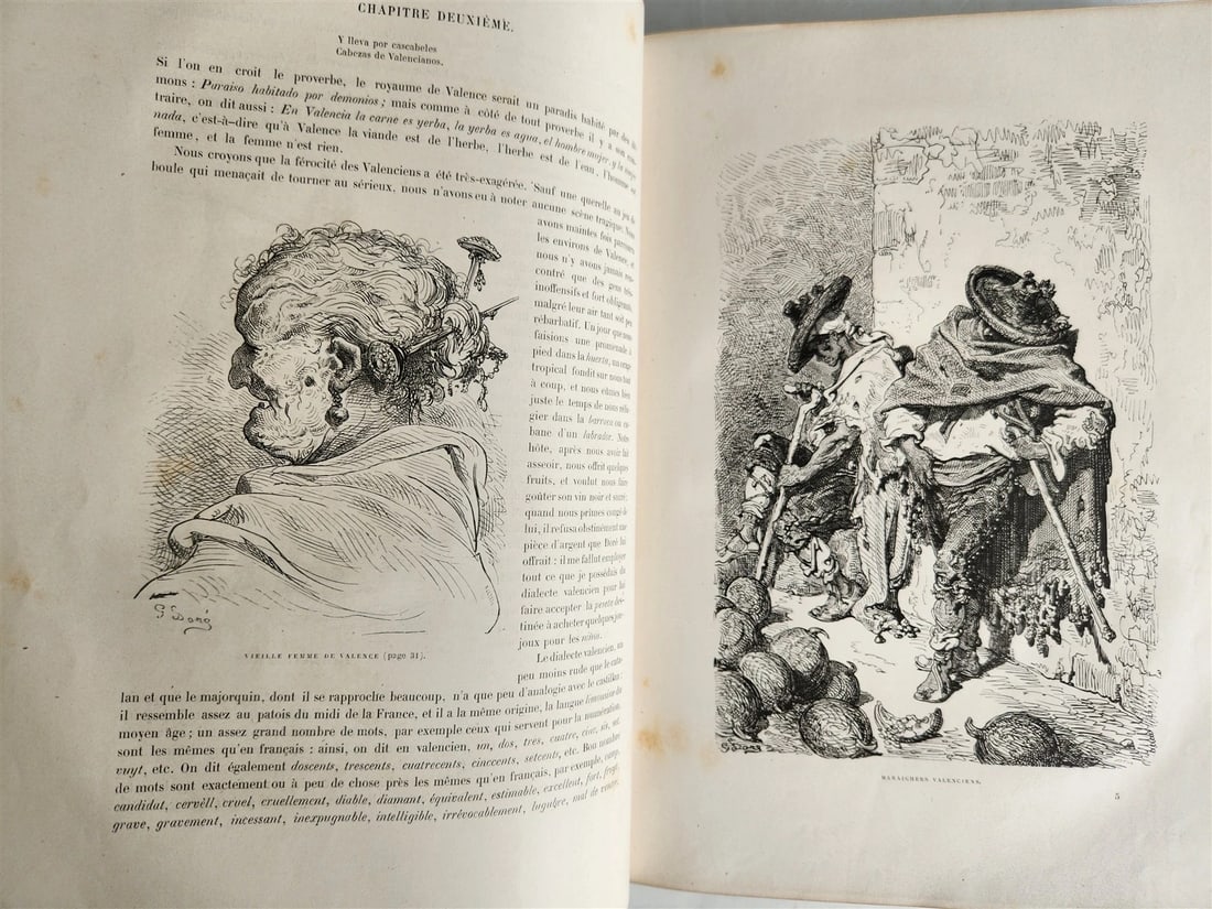 1874 L'ESPAGNE Illustrated by GUSTAVE DORE antique DESCRIPTION of SPAIN FOLIO - 8