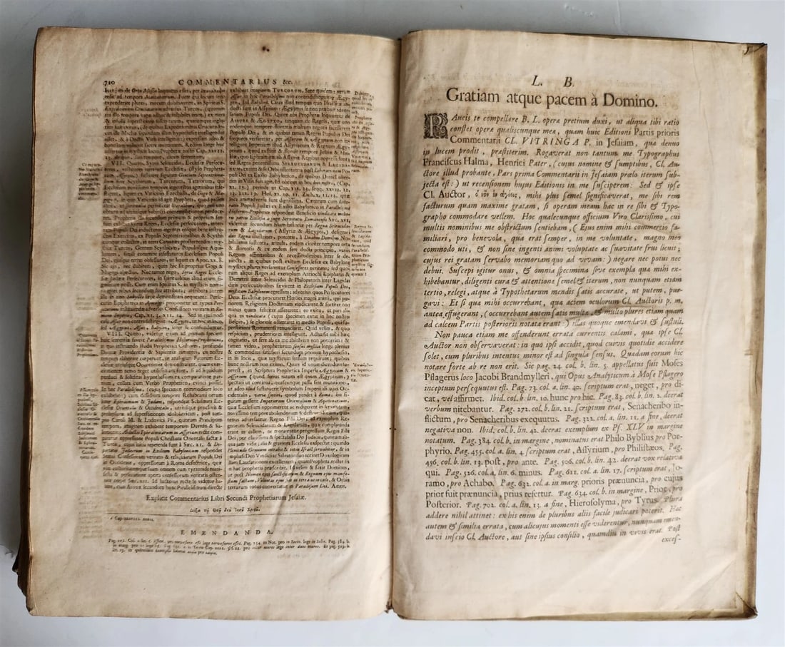 1724 BIBLE COMMENTARIES by Campegii VITRINGA antique VELLUM BOUND FOLIO part I - 10