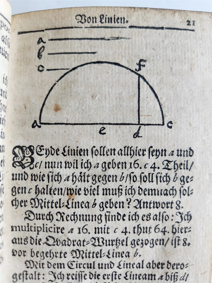 1712 GEOMETRY ILLUSTRATED antique in GERMAN vellum bound - 20