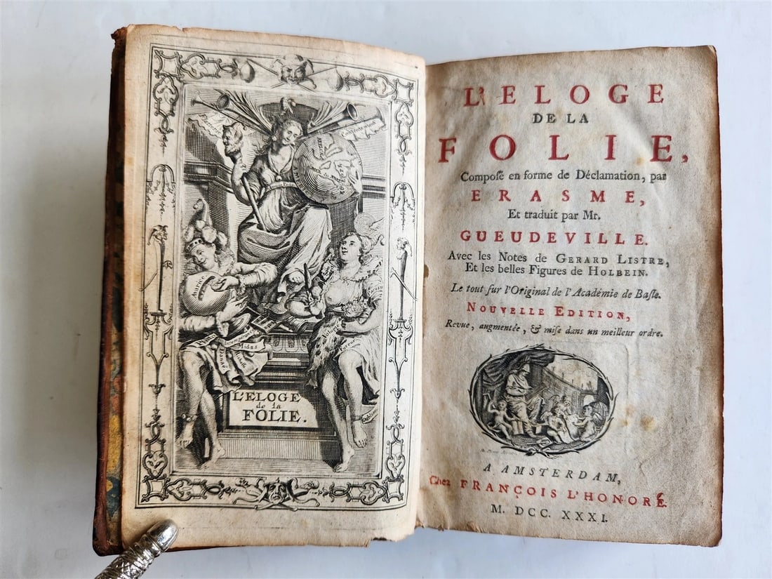 1731 ILLUSTRATED IN PRAISE of FOLLY by Erasmus of Rotterdam antique (1 of 20)
