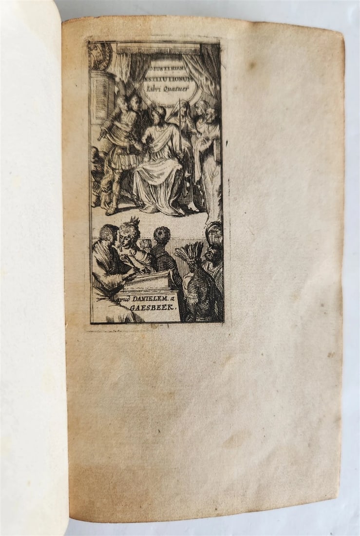 1678 JUSTINIAN LAW BOOK Sacratissimi principis, institutionum antique (1 of 13)