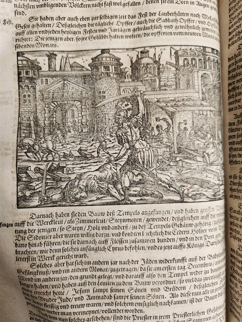 1569 FLAVIUS JOSEPHUS ILLUSTRATED JEWISH HISTORY antique PIGSKIN FOLIO JUDAICA - 17