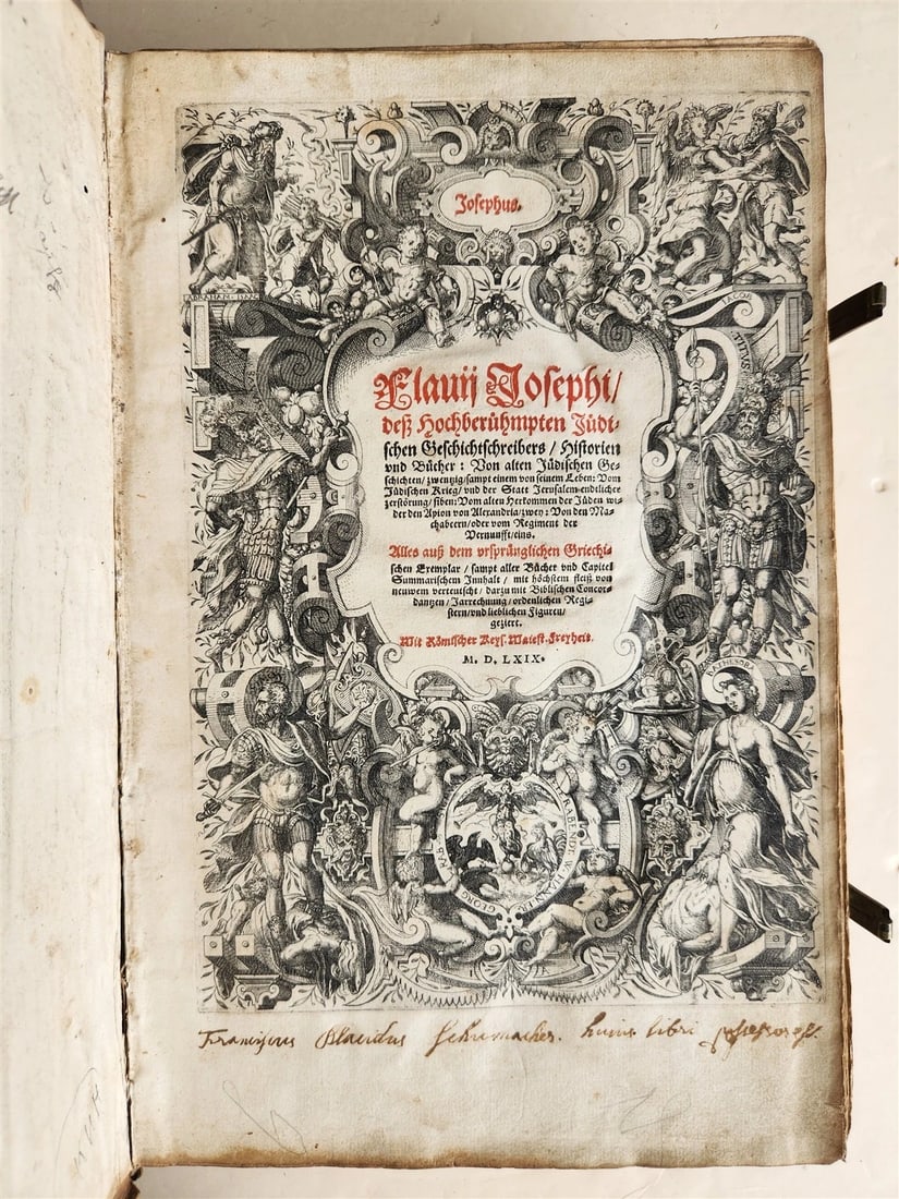 1569 FLAVIUS JOSEPHUS ILLUSTRATED JEWISH HISTORY antique PIGSKIN FOLIO JUDAICA (1 of 20)
