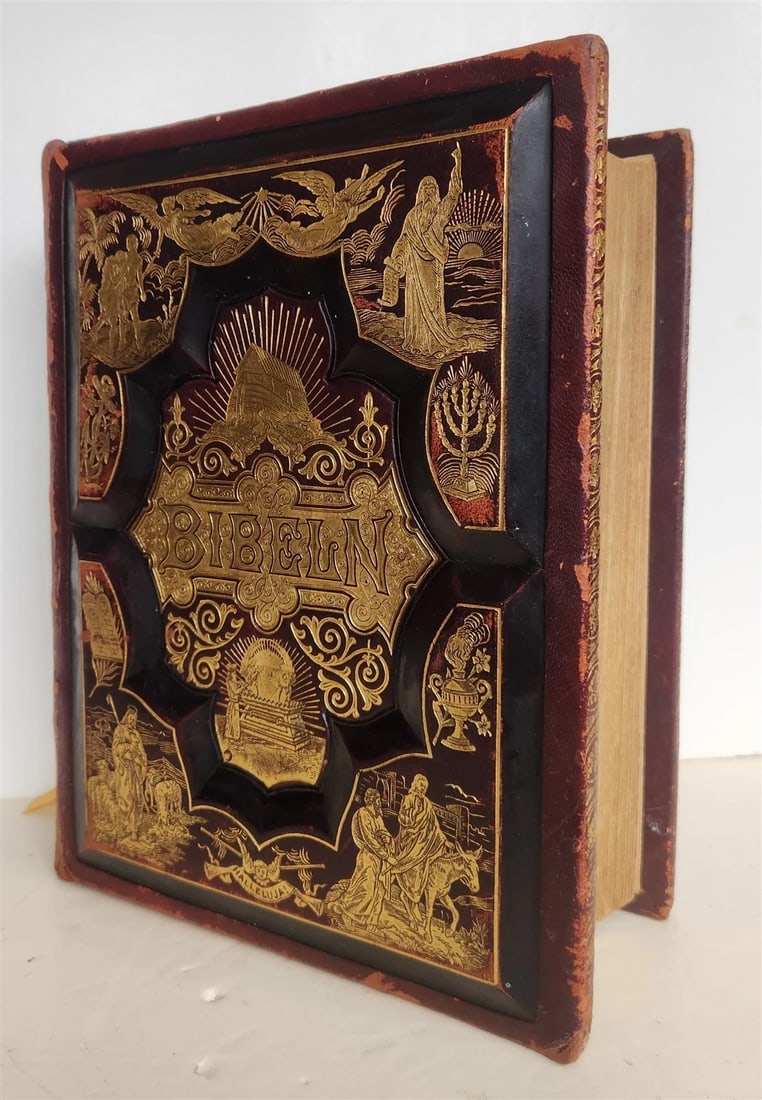 1890 BIBLE in SWEDISH ANTIQUE VICTORIAN MASSIVE FOLIO GUSTAVE DORE ILLUSTRATED - 2