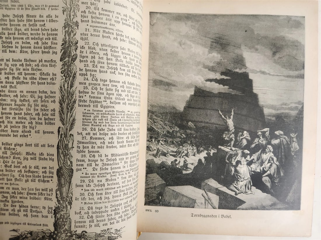 1890 BIBLE in SWEDISH ANTIQUE VICTORIAN MASSIVE FOLIO GUSTAVE DORE ILLUSTRATED - 7