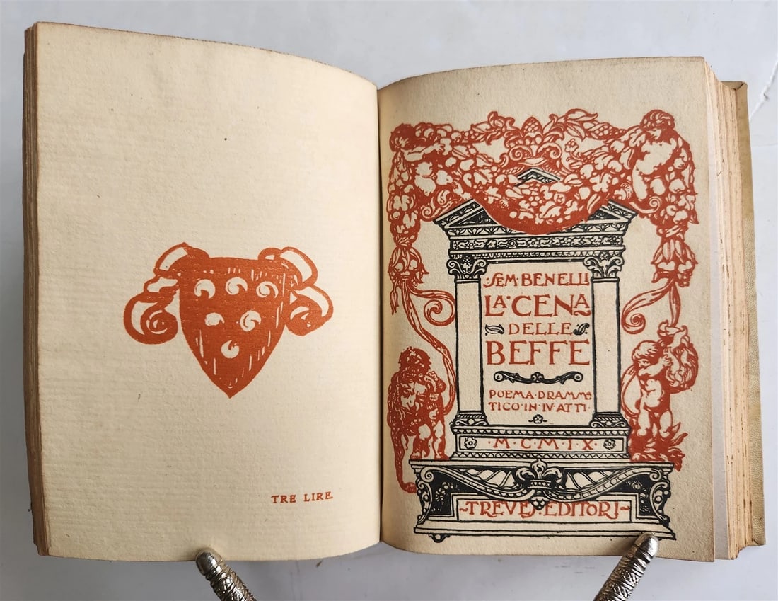 1910 LA MASCHERA di BRUTO antique poetry theatre VELLUM BOUND illustrated - 10