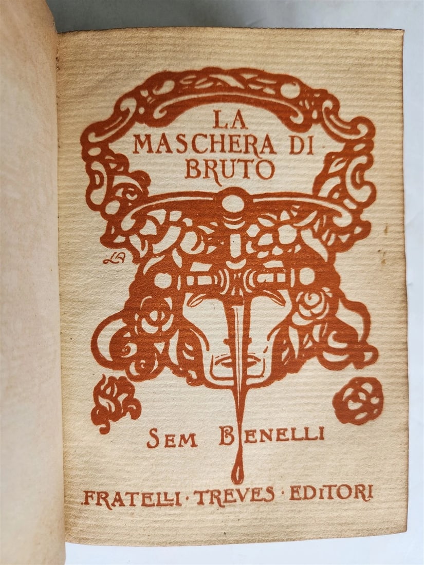 1910 LA MASCHERA di BRUTO antique poetry theatre VELLUM BOUND illustrated - 6