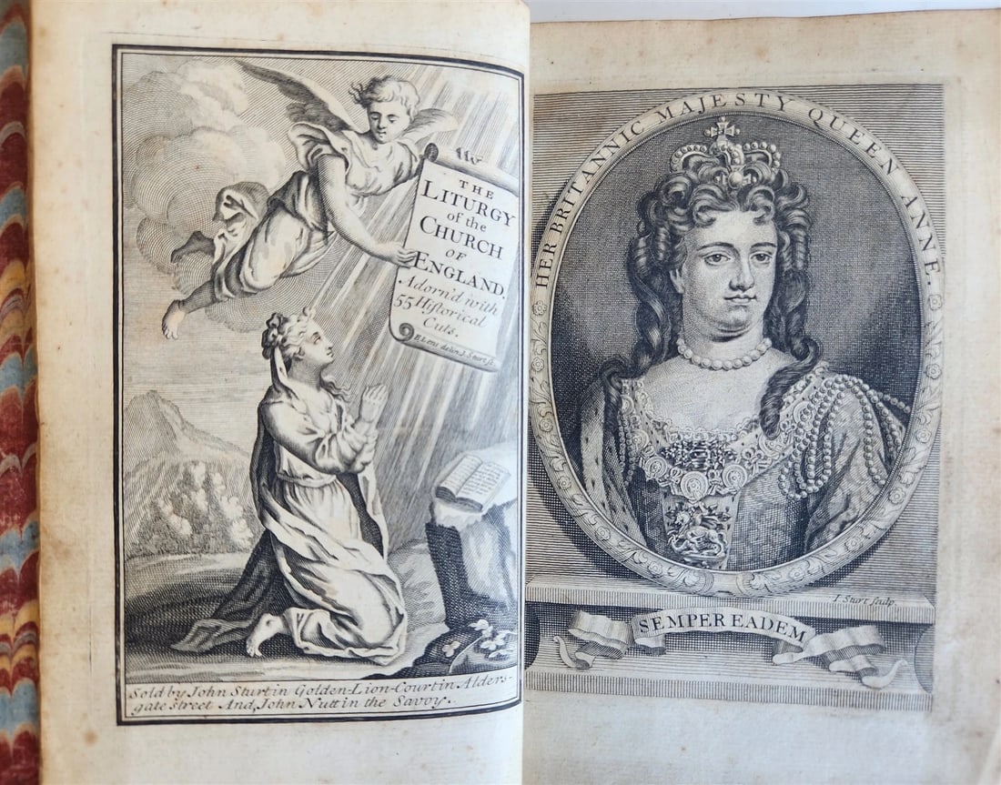 1707 BOOK OF COMMON PRAYER in ENGLISH w/ PSALMS of DAVID ANTIQUE illustrated - 2