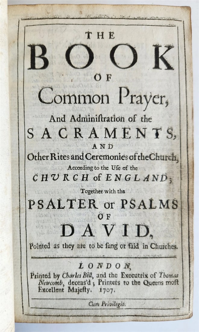 1707 BOOK OF COMMON PRAYER in ENGLISH w/ PSALMS of DAVID ANTIQUE illustrated - 3