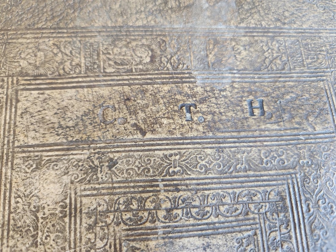 1755 BIBLE in GERMAN ANTIQUE illustrated PIGSKIN MASSIVE FOLIO w/ BRASS CORNERS - 17