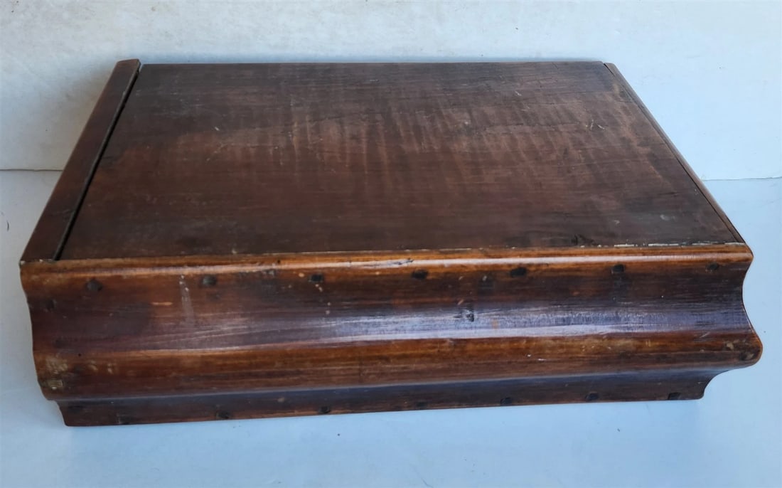 1790 BIBLE BOX HAND CARVED WOOD antique RARE SHAPE - 15
