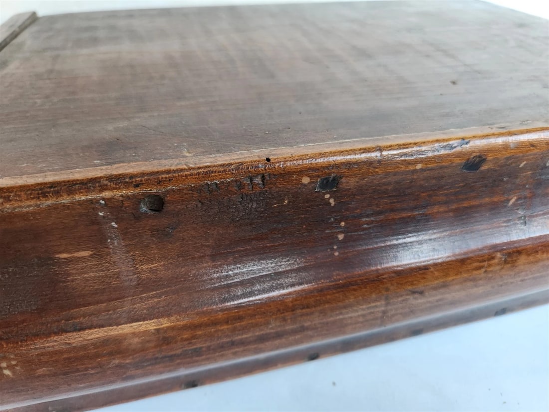 1790 BIBLE BOX HAND CARVED WOOD antique RARE SHAPE - 16